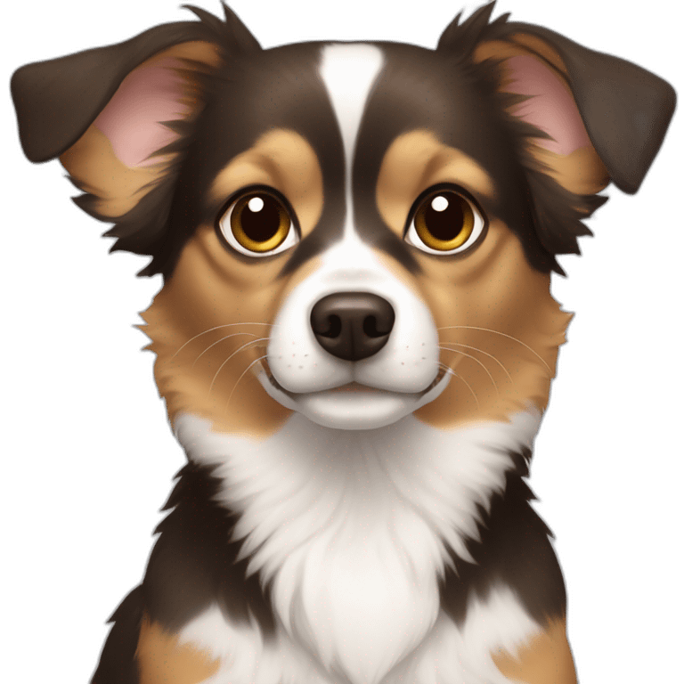 black fur some brown fur no white fur chihuahua, australian shepherd dog mix emoji