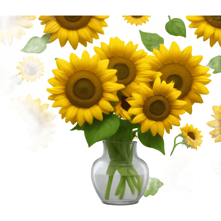 Sunflowers in a clear vase. emoji