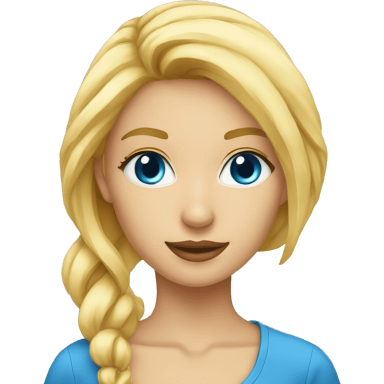 Femme blonde yeux bleu ordinateur emoji