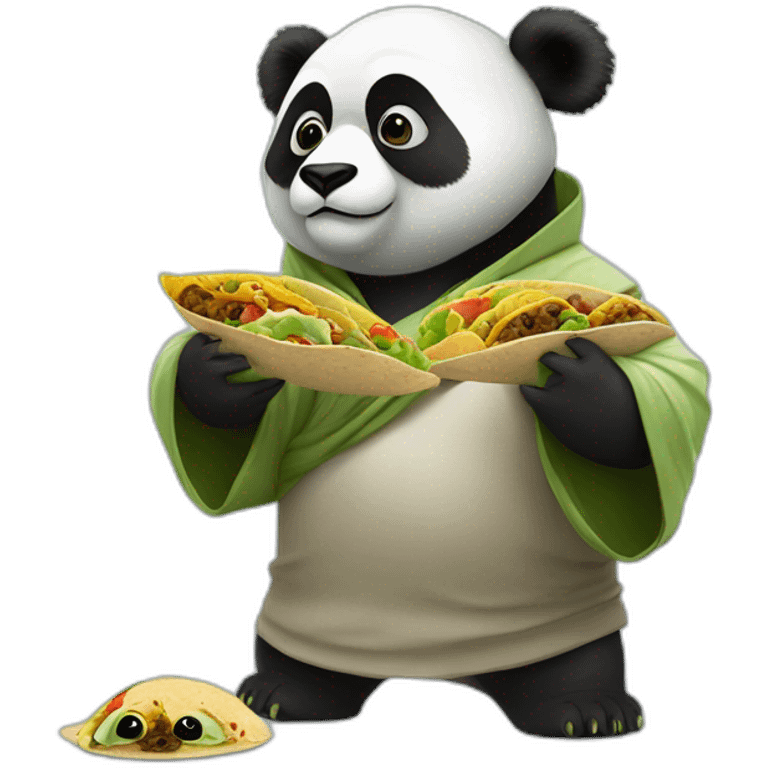 Panda et Yoda qui mange des tacos emoji