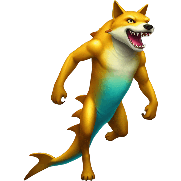 Shiny Colorful Shark-Wolf Full Body emoji