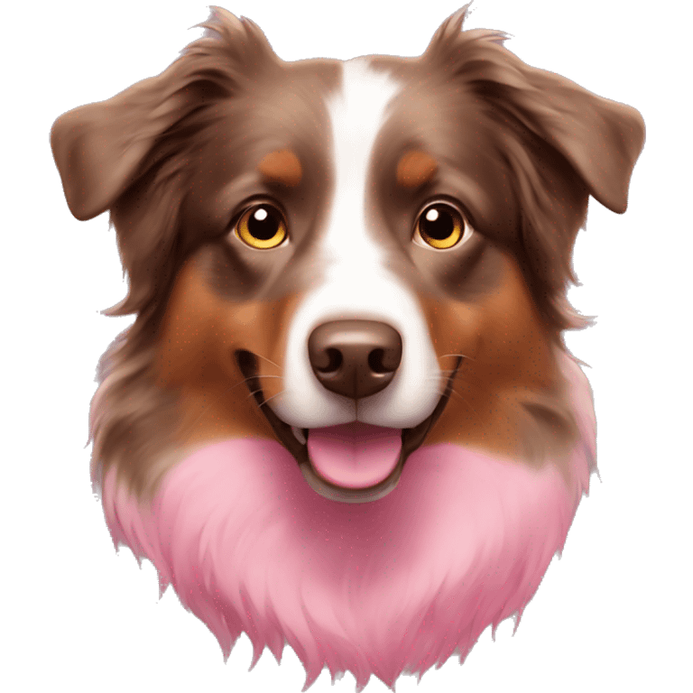 Brown Australian shepherd turned pink emoji