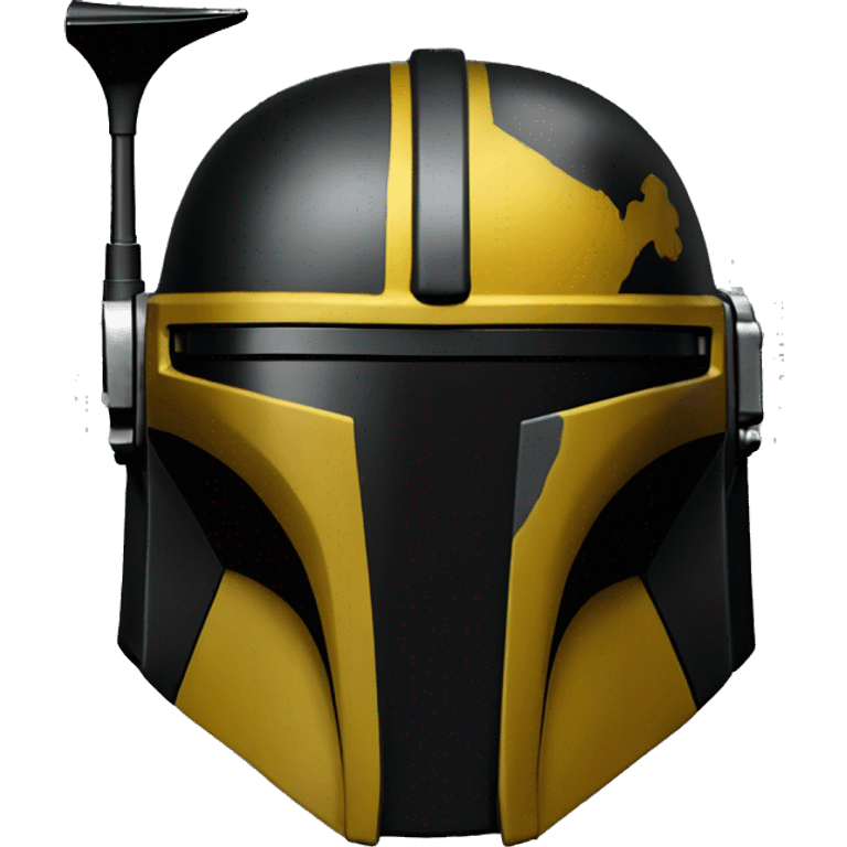 Gloss black and yellow mandalorian helmet with one antenna emoji