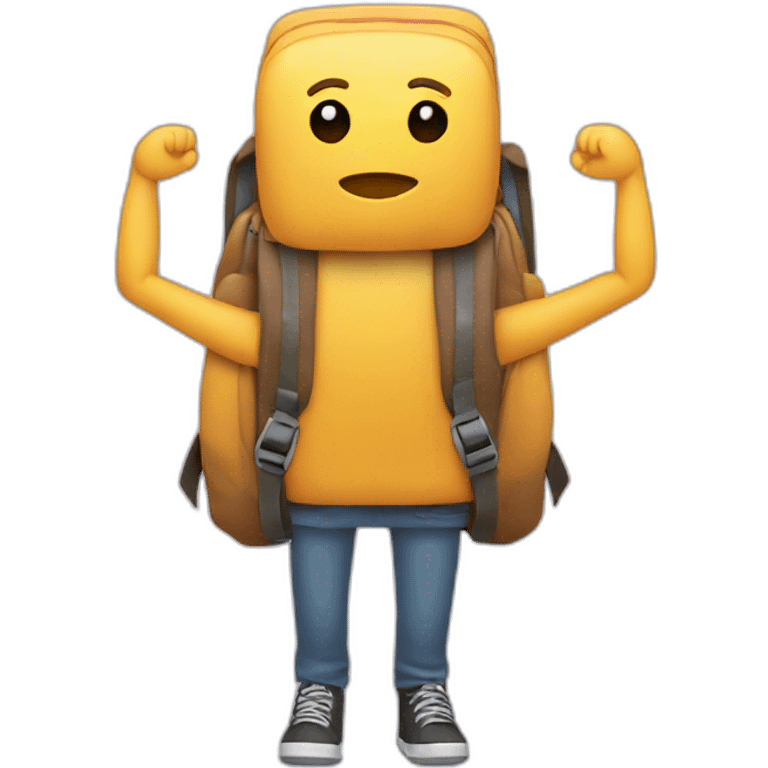 Backpack with arms, legs and face emoji