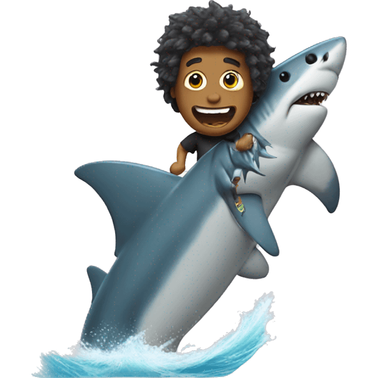 Shark with wig surfing emoji