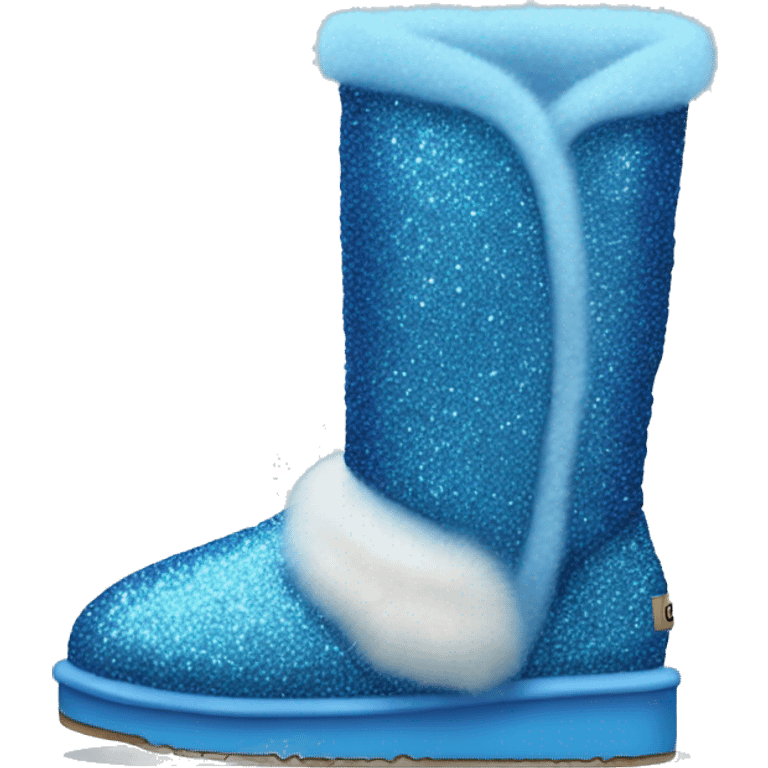 Realistic blue glitter and fur Ugg boots. emoji