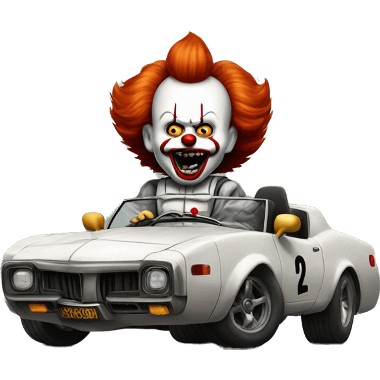 pennywise driving a race car 66 emoji