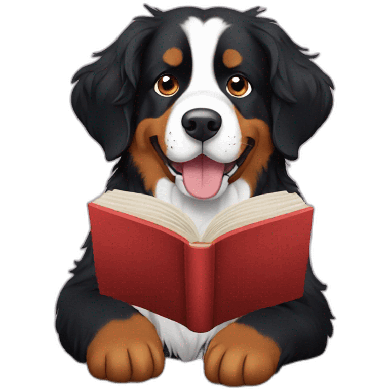 bernese mountain dog reading a book emoji