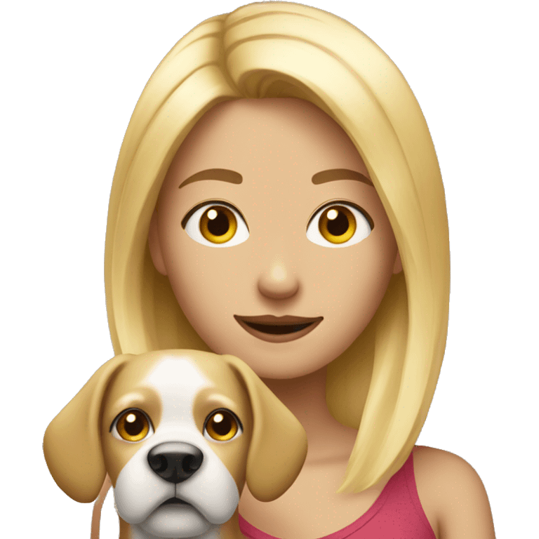 blonde girl with dog emoji