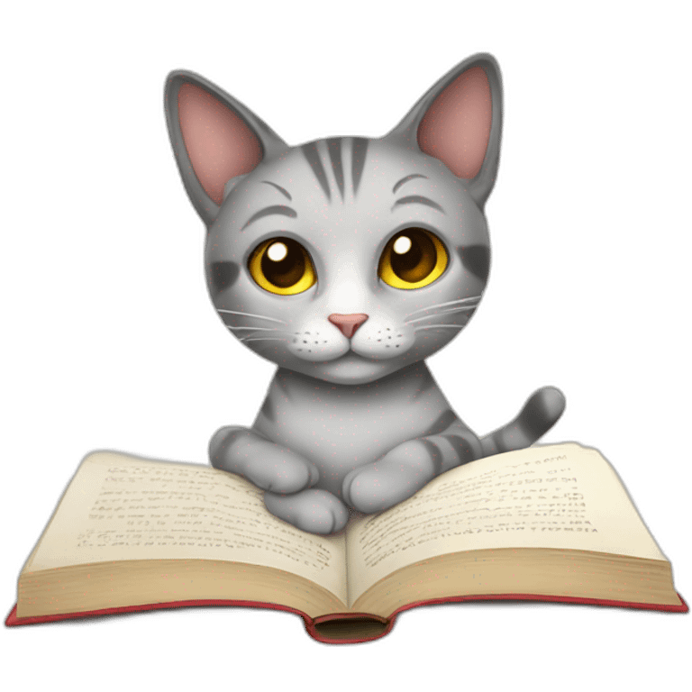 Cat reading book emoji