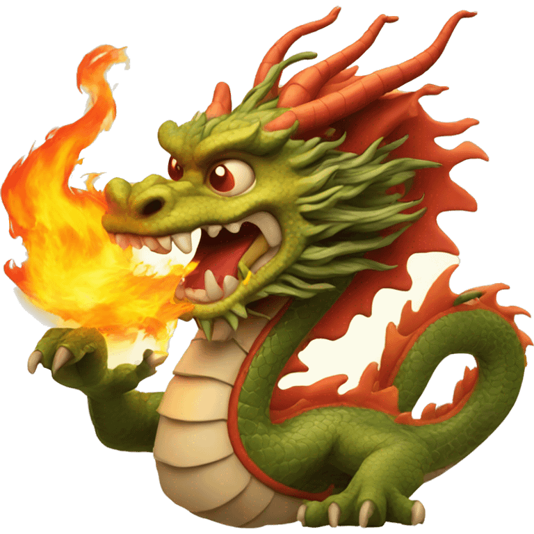 A chinese dragon with fire  emoji