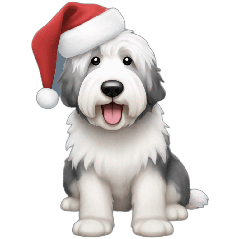 Old English Sheepdog as Santa emoji