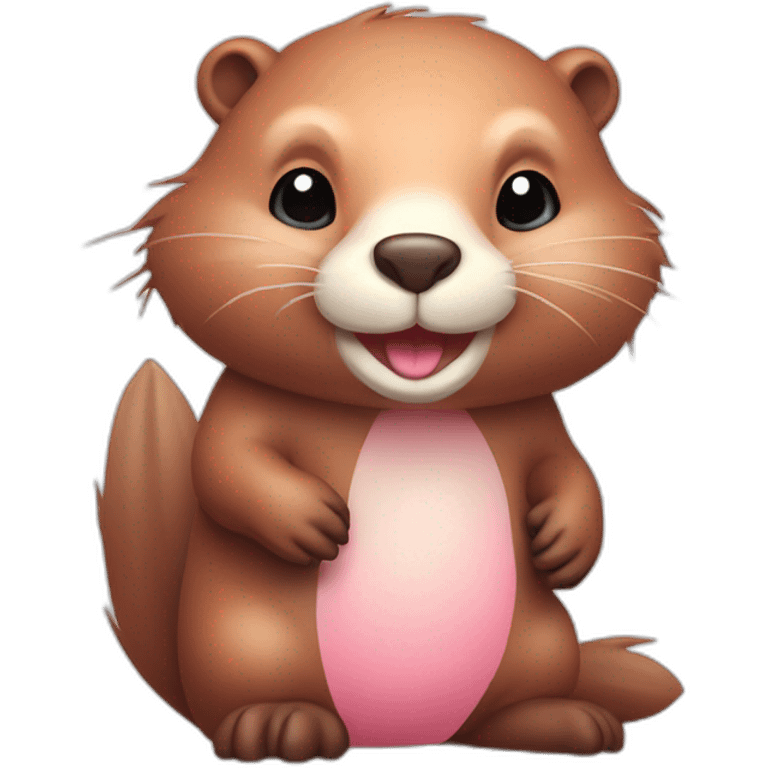 light pink fur cute beaver with big tail emoji