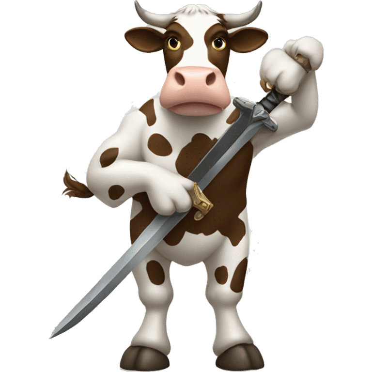 Cow holding a sword emoji