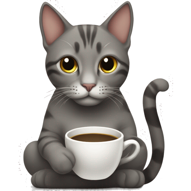 Cat sitting down drinking coffee ￼ emoji