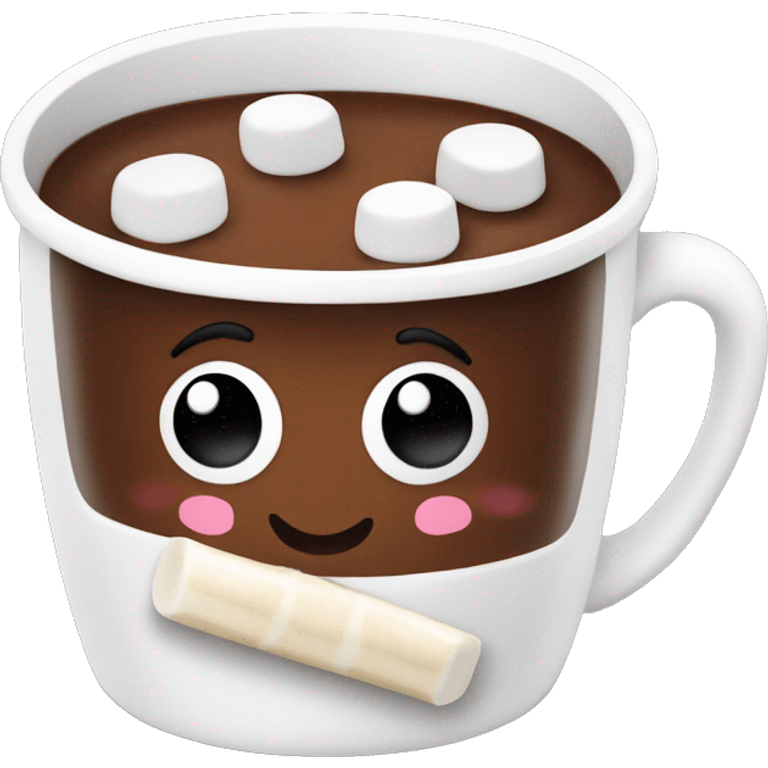 Hot chocolate in a white mug with marshmallows in it emoji