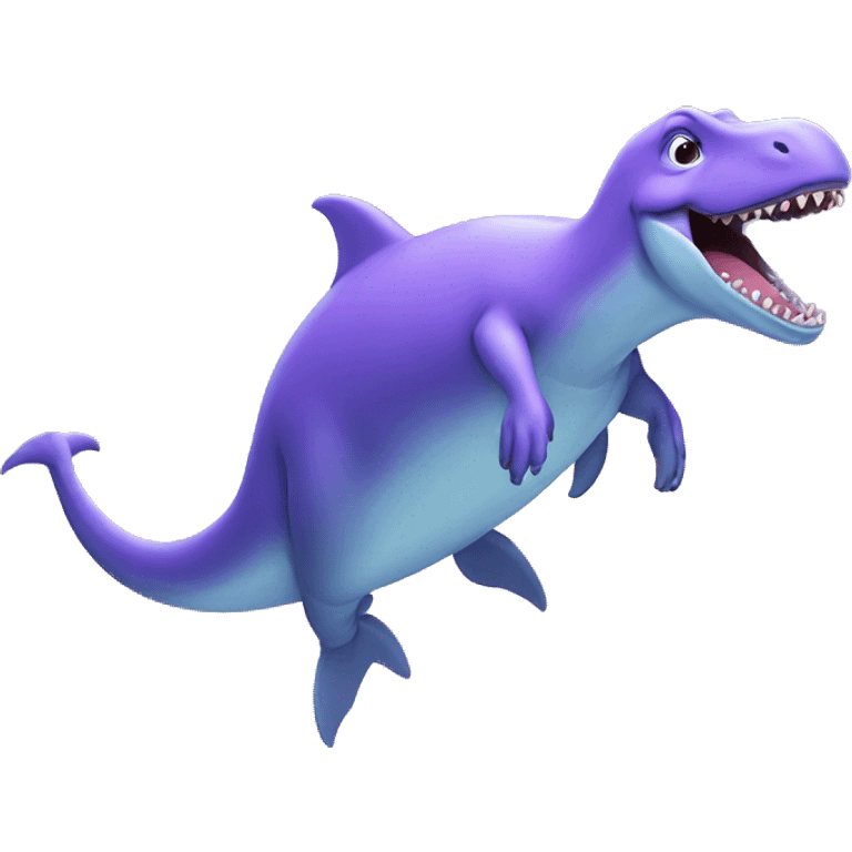 Purple dinosaur riding a dolphin emoji