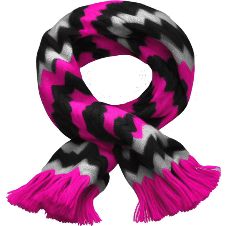 Realistic silver black and hot pink chevron winter scarf. emoji