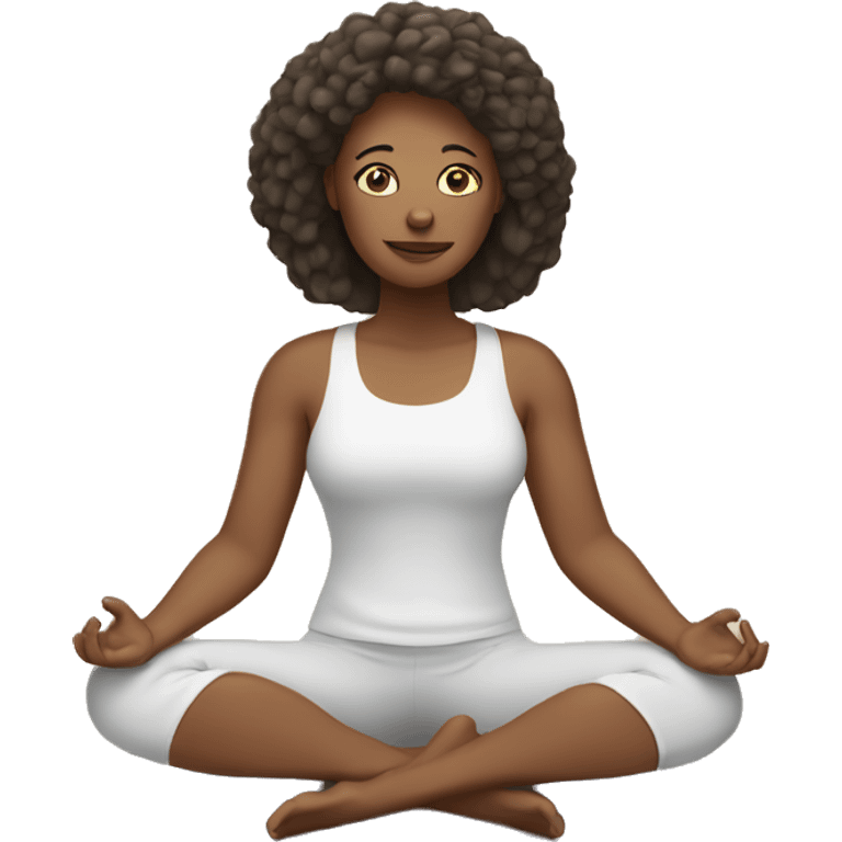 one white woman sitting in yoga pose emoji