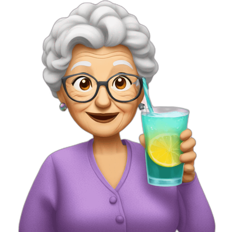 granny drink many coctail emoji