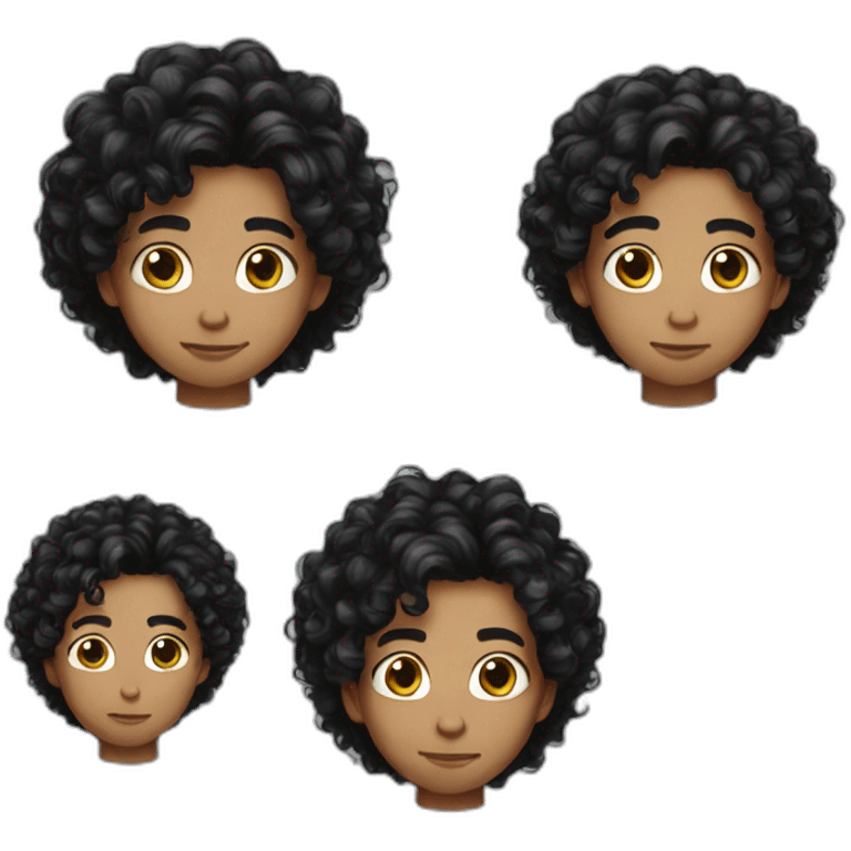 Boy hair long curly black hair emoji