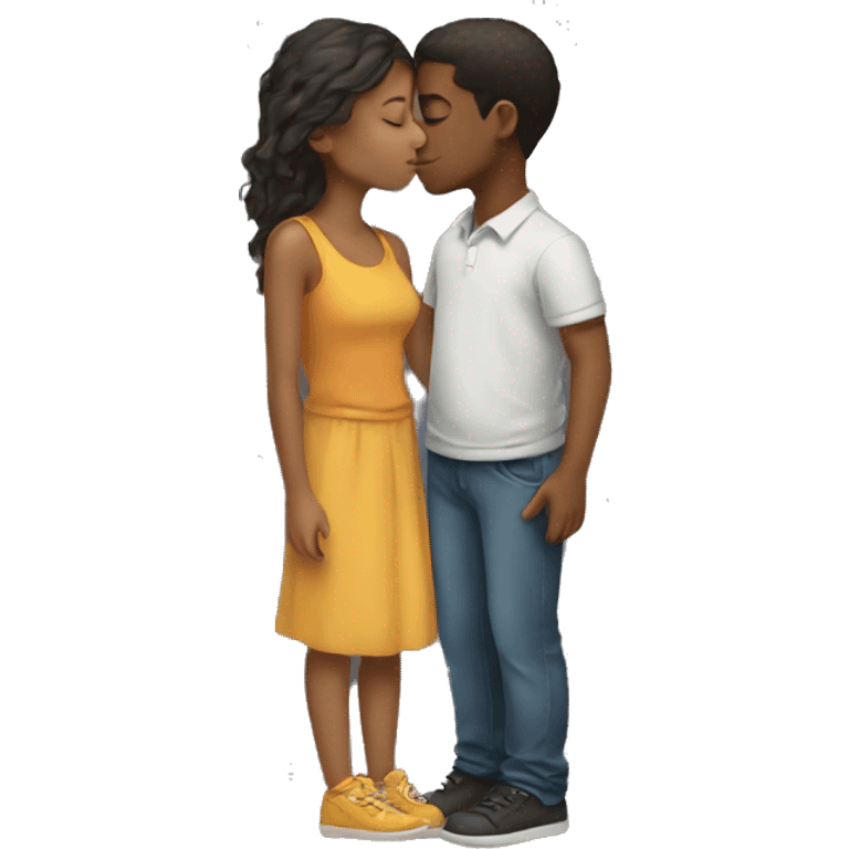 Boy kisses girl emoji