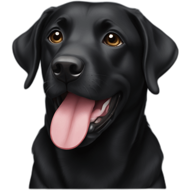 black lab mix with white chest and tongue sticking out emoji