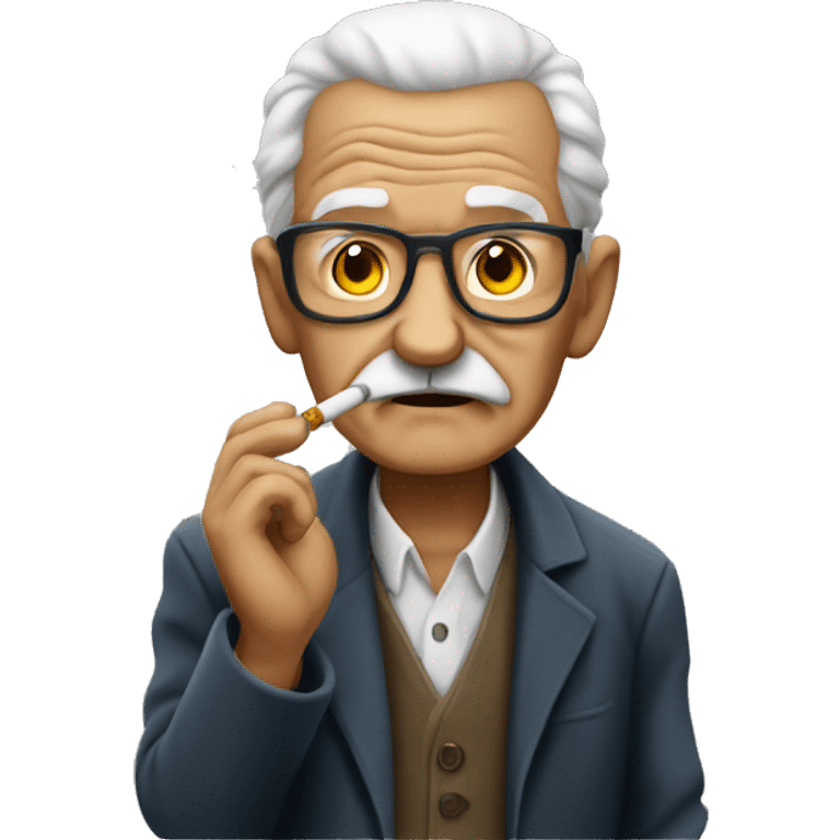 Gangster grandpa liting a cigarette  emoji