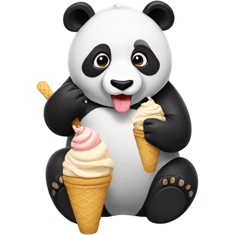 Panda eating ice cream emoji