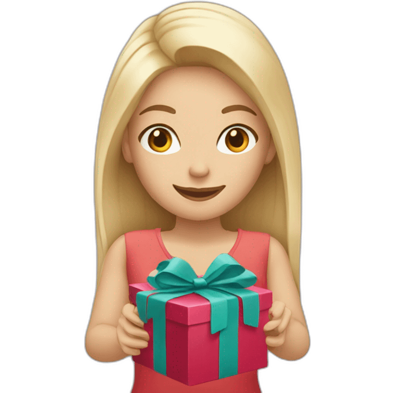 white blond woman opening gift emoji