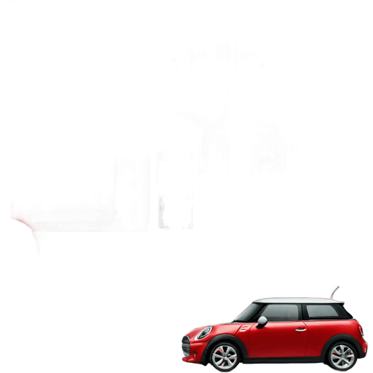 townhouse with a red mini cooper out front emoji