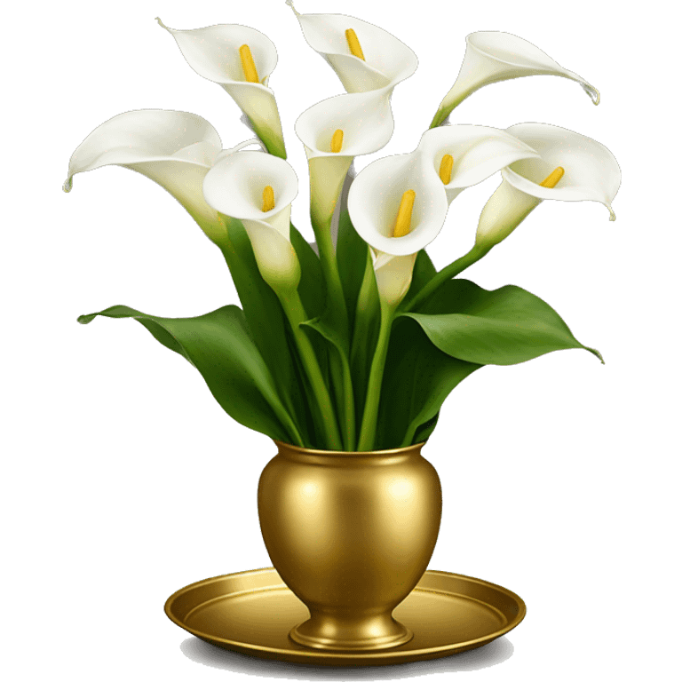 realistic calla lilies on a golden tray emoji