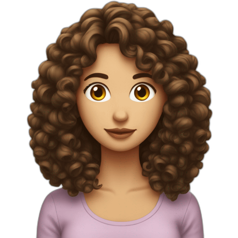 Une meuf brune avec des cheveux bouclé   emoji