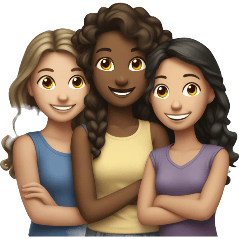 smiling girl with friends indoors emoji