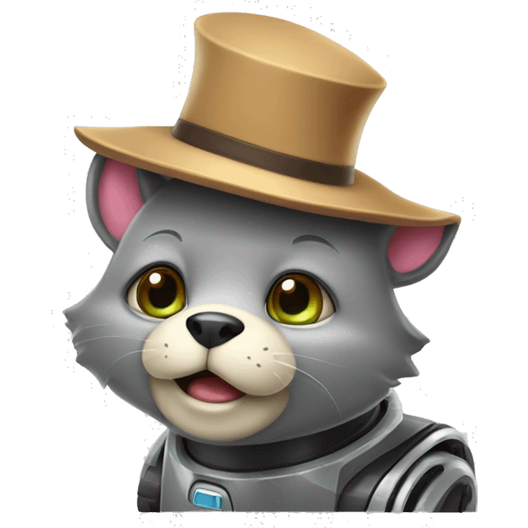 Orso robot cattivo con un cappello a cilidro  emoji