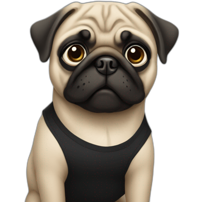 pug wearing a black t-shirt emoji