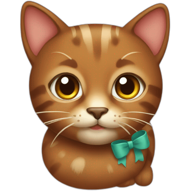 brown cat with a bow on it emoji