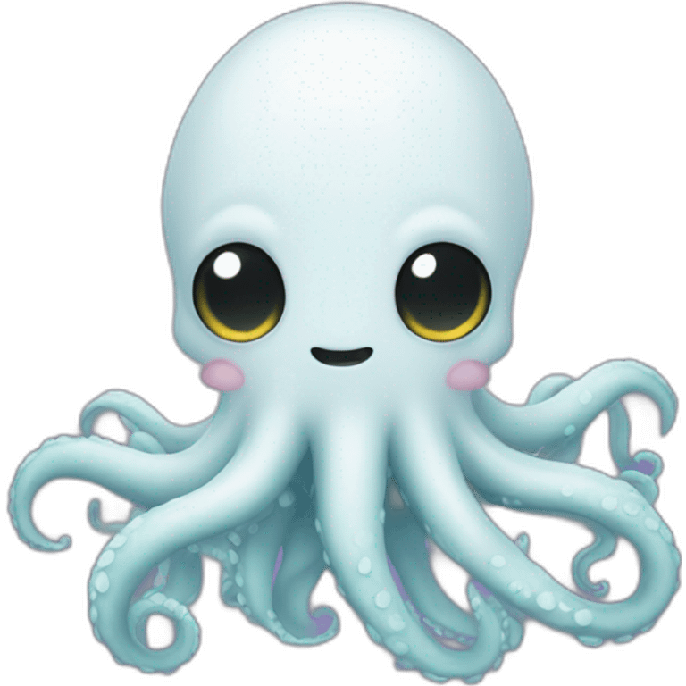 cute white kraken with cute face shy blushing emoji