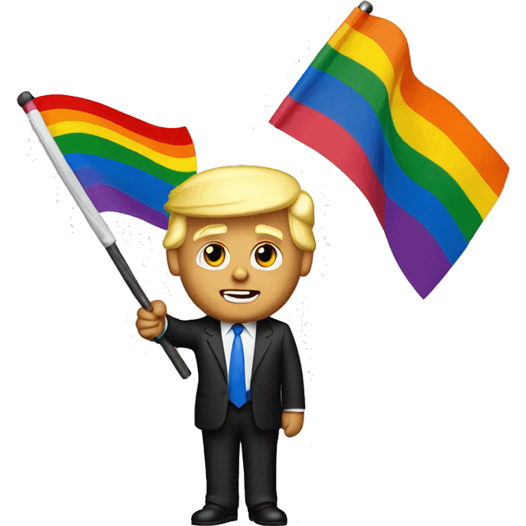 Donald trump with a pride flag in his hand emoji