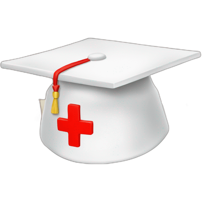 White Student cap with red medical cross On a stack of books emoji