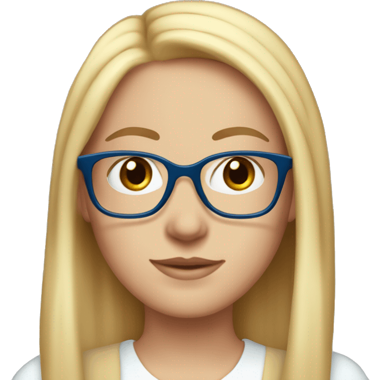 White-girl-with-long-straight-hair-red-head-eyes-blue-wearing-wire-rim-glasses-blouse-formal-white emoji