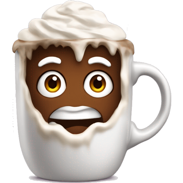 Coco in a mug with lots of whip cream emoji