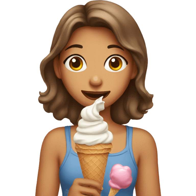 Girl eating ice cream emoji