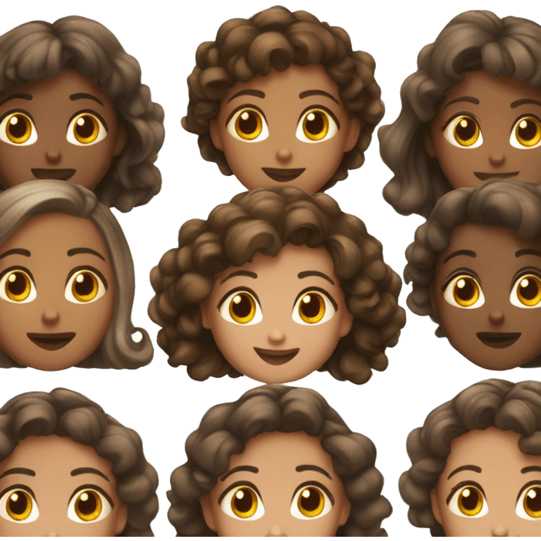 5 filles câlins brunbrunes emoji