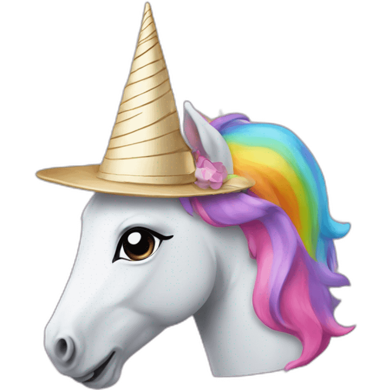 hat on unicorn emoji