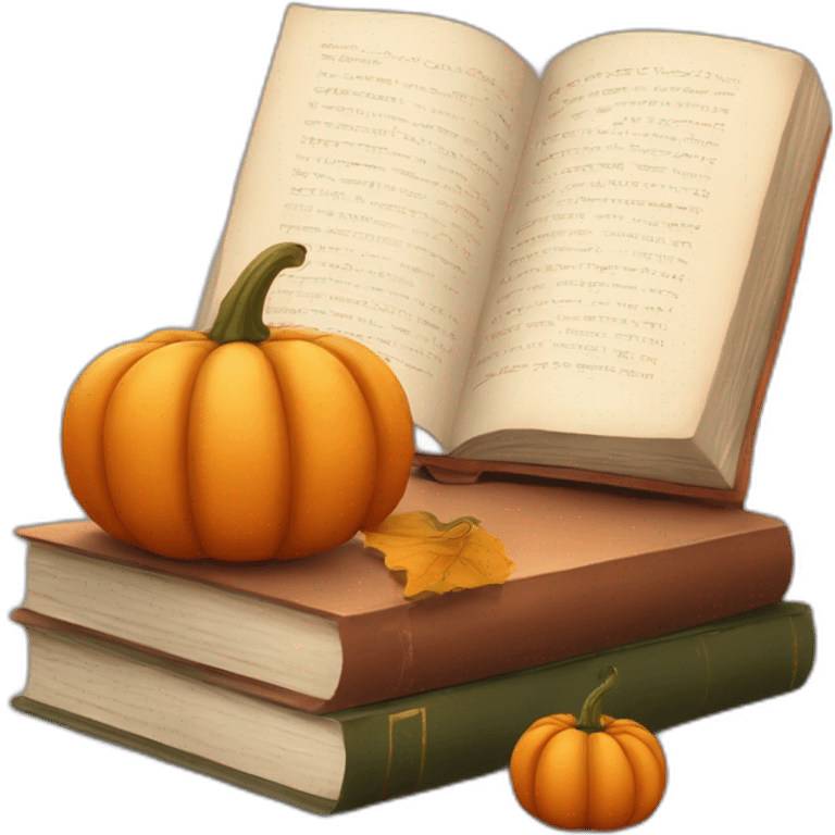 A beautiful Book beside a pumpkin emoji