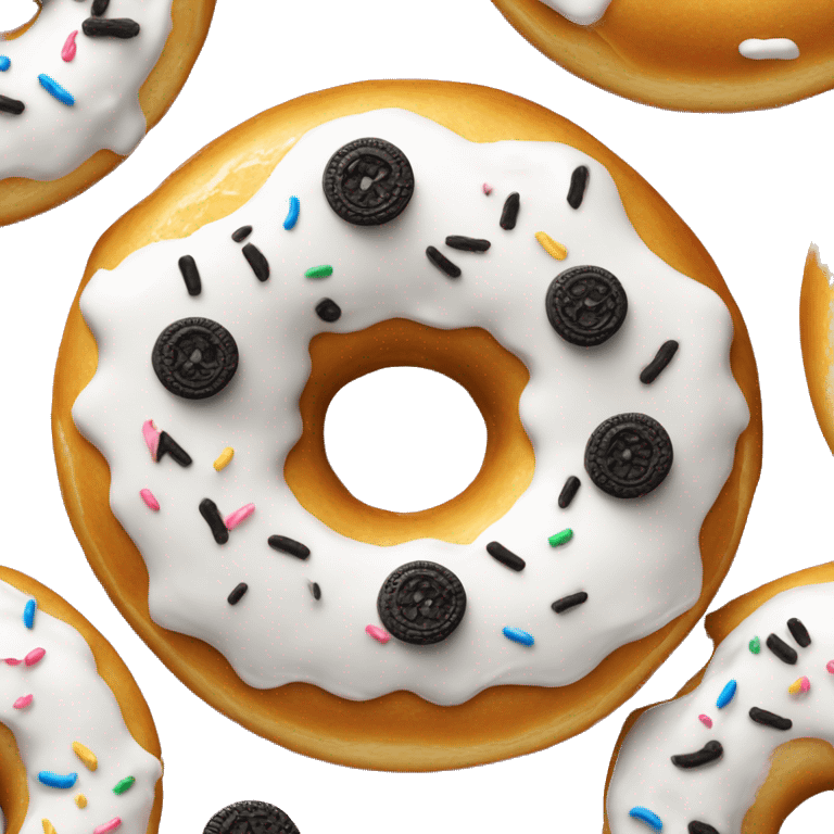 Vanilla frosted donut with Oreos emoji