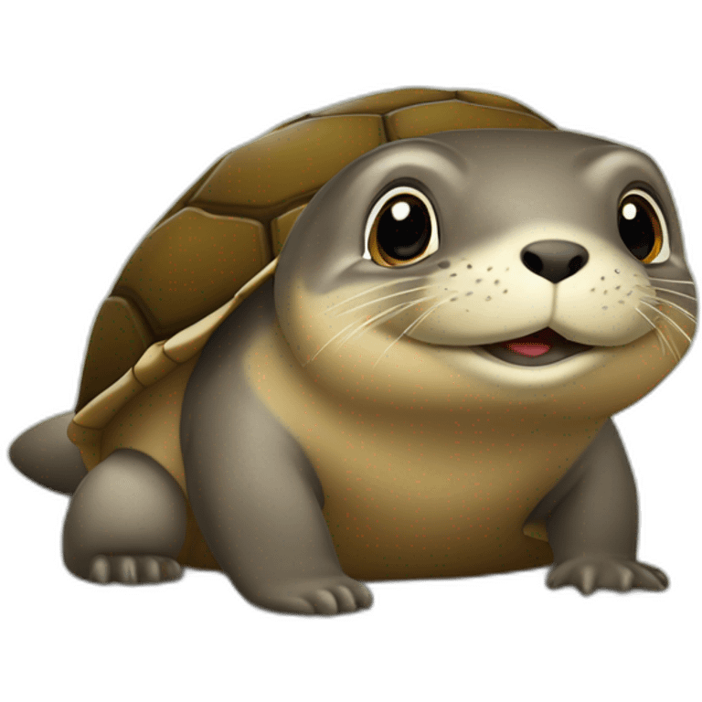 Une loutre sur une tortue emoji