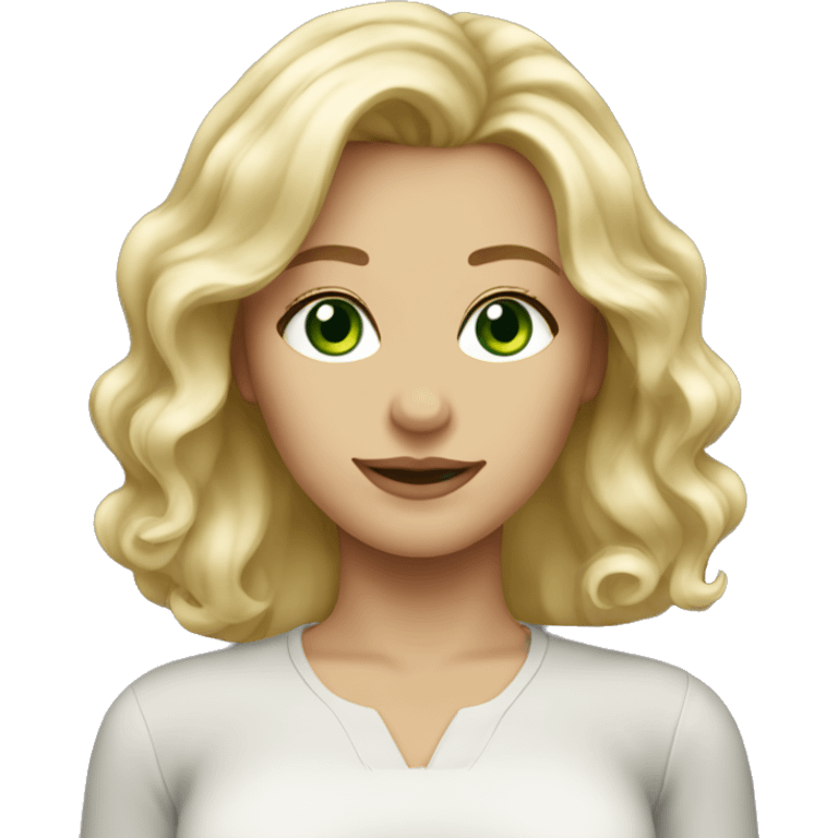 Blonde with green eyes medium length hair emoji