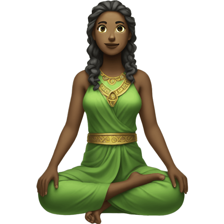 seated female god wearing green clothes  emoji